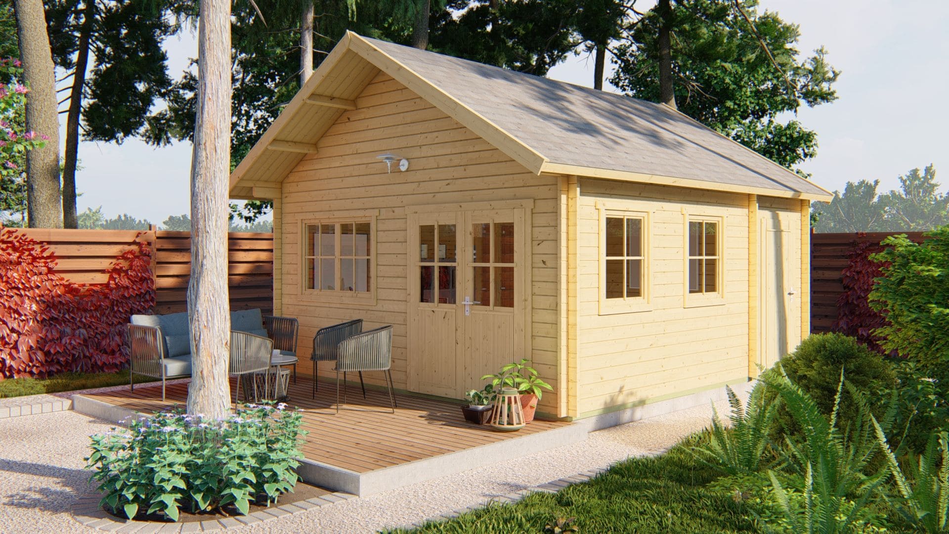 Berlin Garden Shed - Log Cabin 44mm