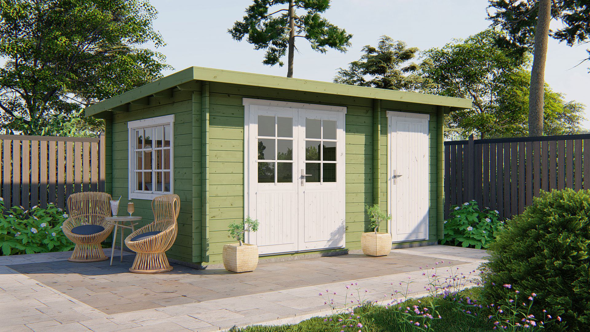 Santander Garden Shed - Log Cabin | 34מ"מ | untreated