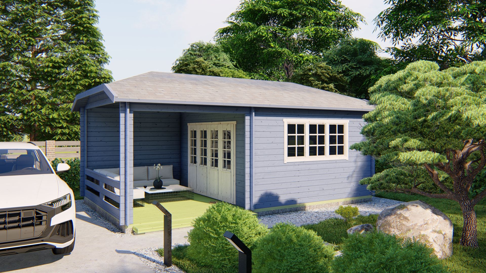 Torkel Garden Shed - Log Cabin | 44מ"מ | untreated