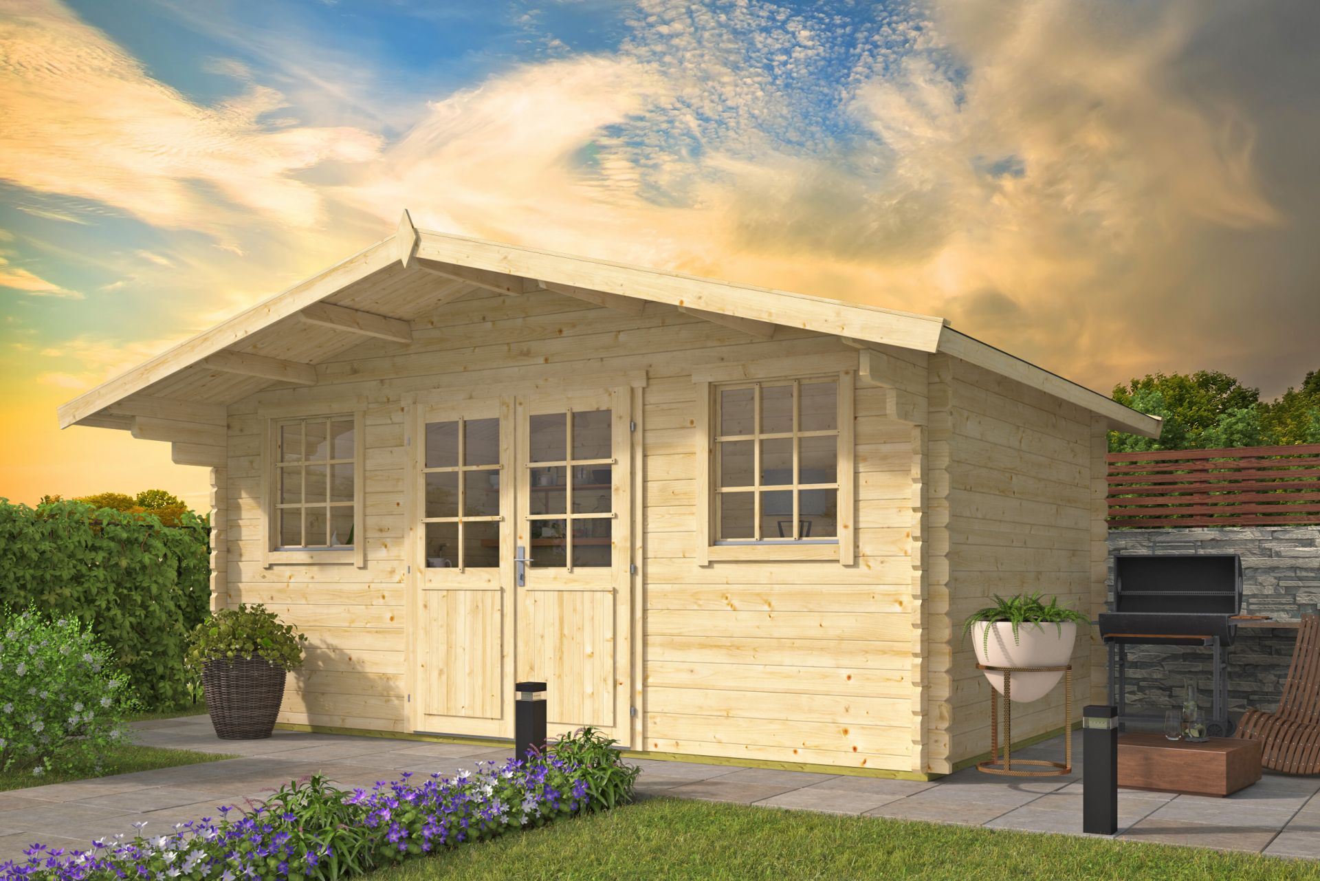 Rika Garden Shed - Log Cabin | 44מ"מ | untreated
