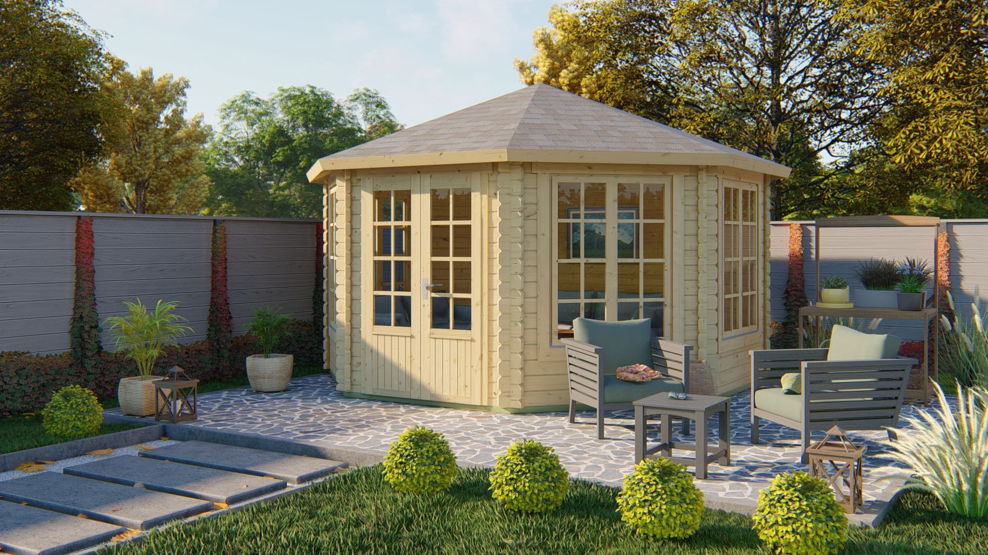 Lynn Garden Shed - Log Cabin  44mm  untreated