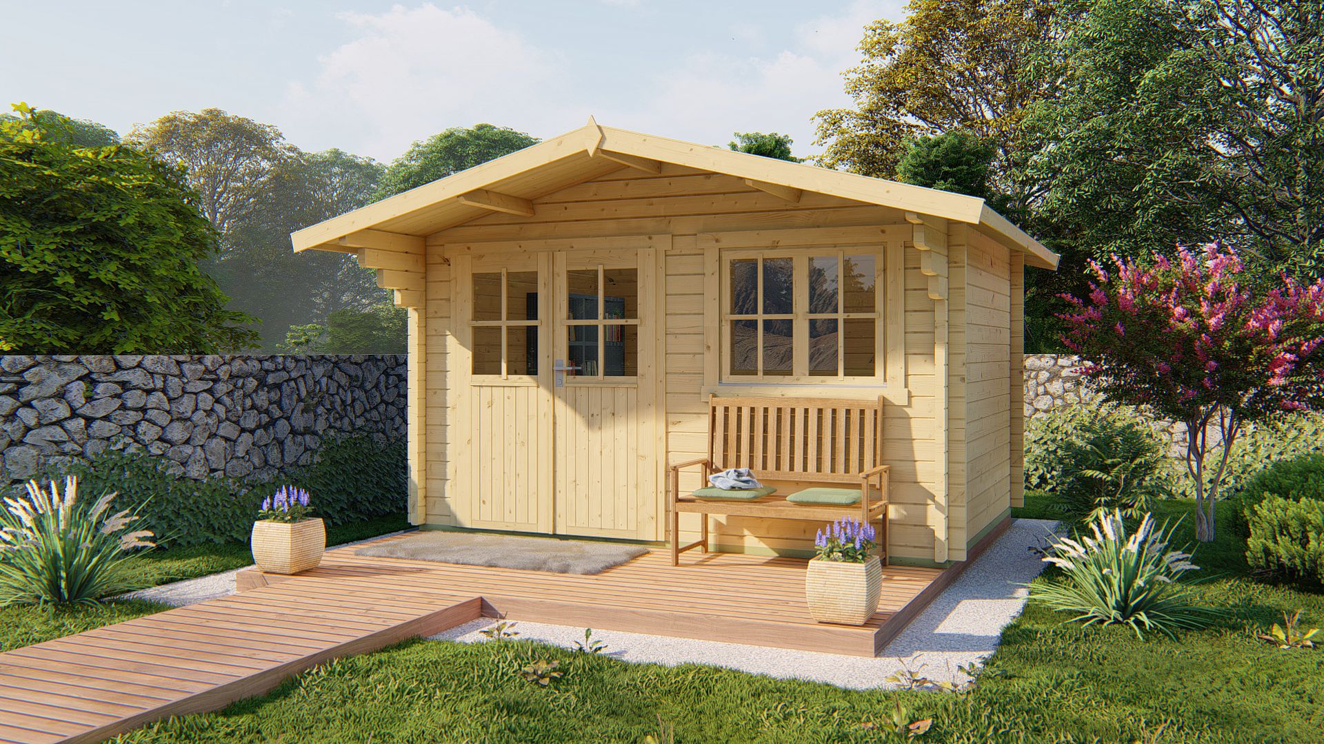 Rorik Garden Shed - Log Cabin | 58מ"מ | untreated