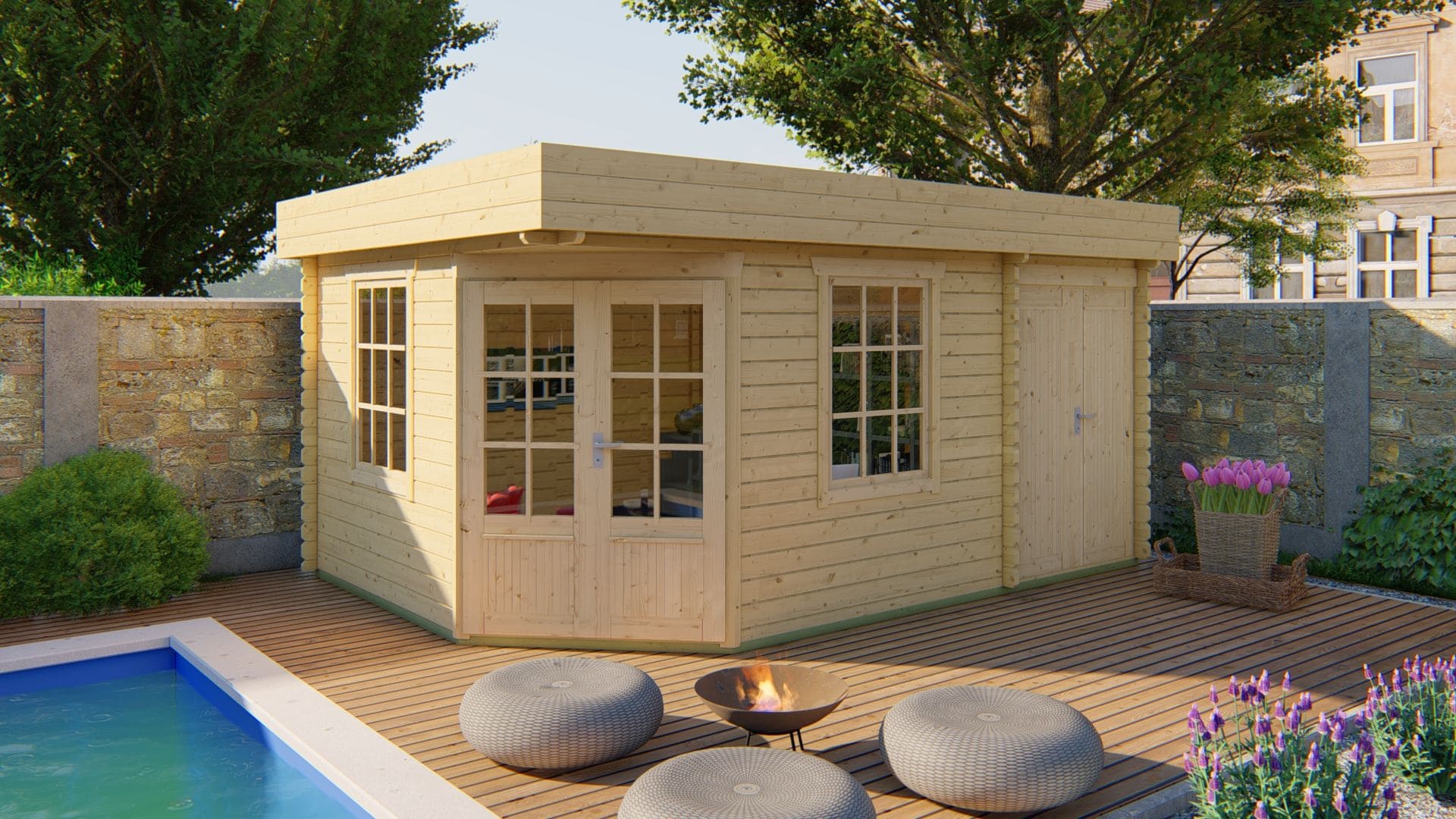 Helge Garden Shed - Log Cabin 44mm