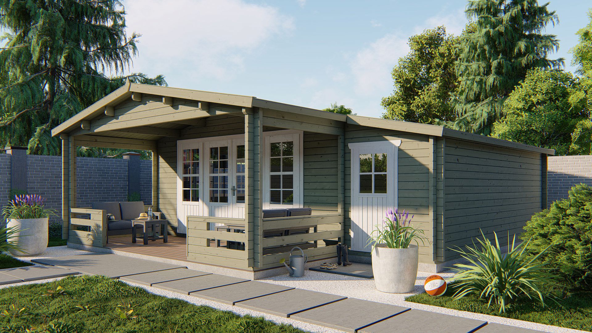 Liverpool Garden Shed - Log Cabin  58מ"מ  untreated
