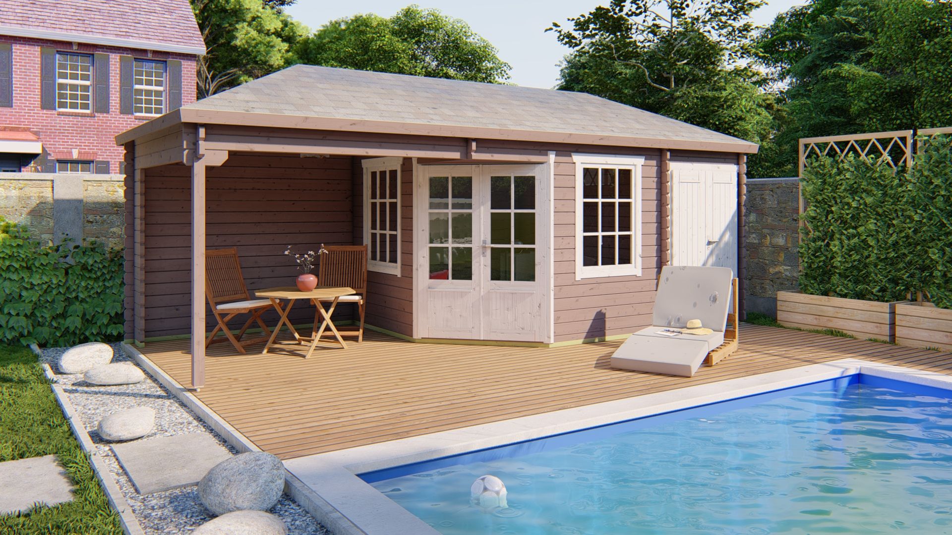 Olson Garden Shed - Log Cabin | 44מ"מ | untreated