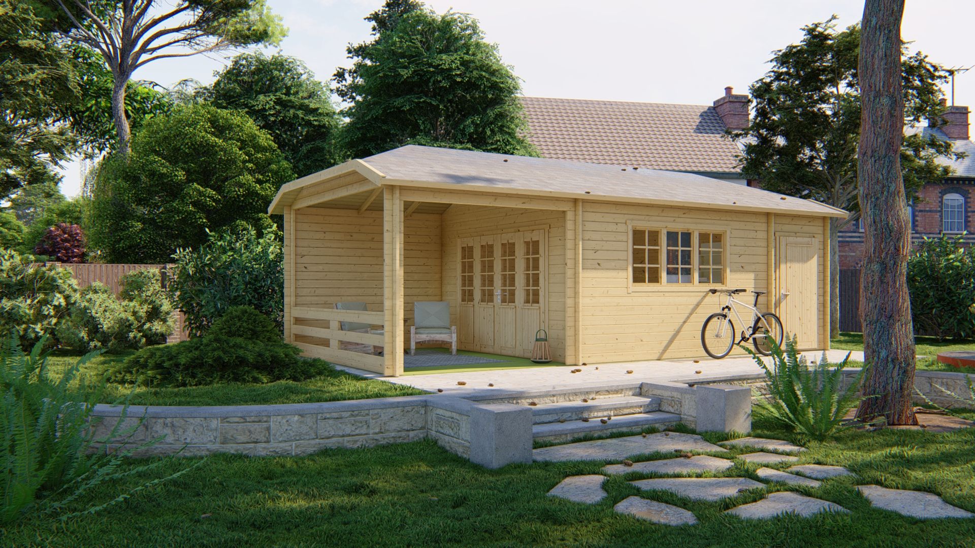 Sibella Garden Shed - Log Cabin | 44מ"מ | untreated